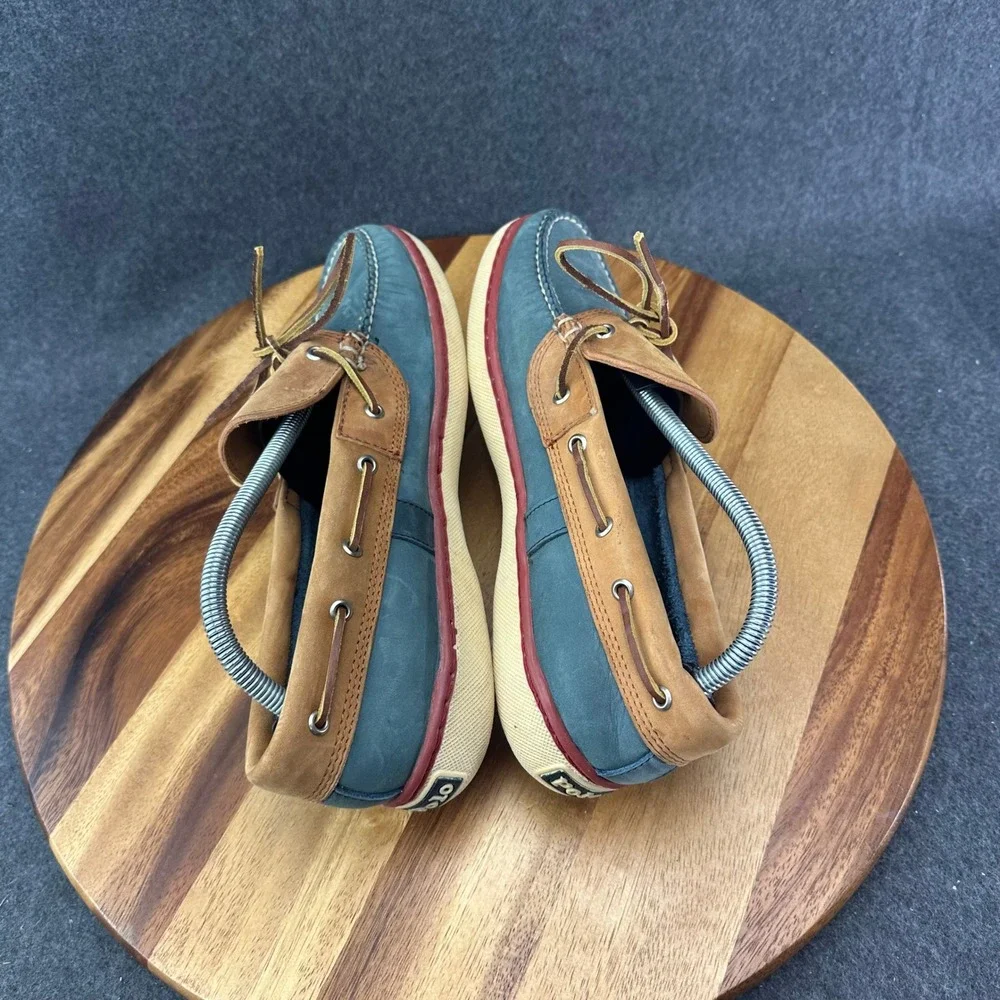 Polo Country Ralph Lauren Mens Blue Brown Leather Boat Shoes Size 10.5 80143